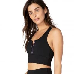 Beyond Yoga Zip By Boulevard Cropped Yoga Tank Black