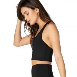 Beyond Yoga Zip By Boulevard Cropped Yoga Tank Black