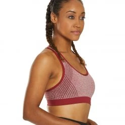 Marika Marianna Seamless Yoga Sports Bra Heather Biking Red With Solid Trim CLOTHING