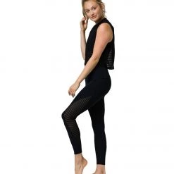 Onzie Edge Yoga Tank Black Stripe Mesh CLOTHING