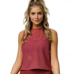 Onzie Edge Yoga Tank Warm Pinecone Stripe Mesh