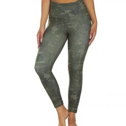 Marika High Waisted Printed Yoga Capris Green Tonal Washed Camo
