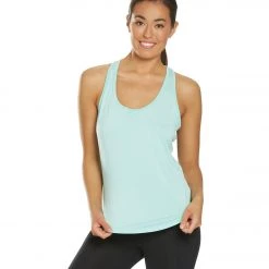 Marika Getaway Singlet Yoga Tank Top Heather Aruba Blue CLOTHING