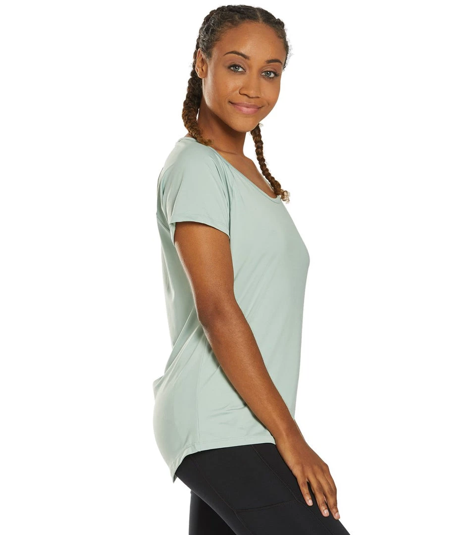 Marika Huntington Short Sleeve Yoga Tee Aqua Gray CLOTHING 4 Marika Huntington Short Sleeve Yoga Tee Aqua Gray CLOTHING