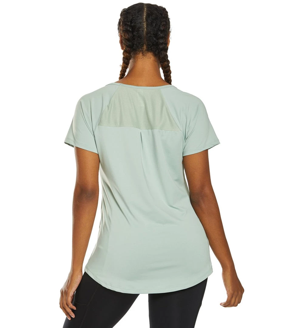 Marika Huntington Short Sleeve Yoga Tee Aqua Gray CLOTHING 5 Marika Huntington Short Sleeve Yoga Tee Aqua Gray CLOTHING
