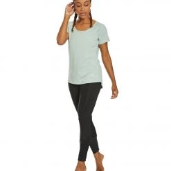 Marika Huntington Short Sleeve Yoga Tee Aqua Gray CLOTHING 12 Marika Huntington Short Sleeve Yoga Tee Aqua Gray CLOTHING