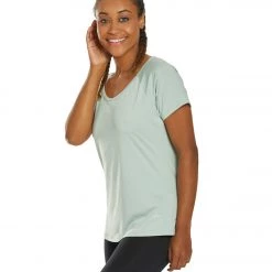 Marika Huntington Short Sleeve Yoga Tee Aqua Gray CLOTHING 13 Marika Huntington Short Sleeve Yoga Tee Aqua Gray CLOTHING