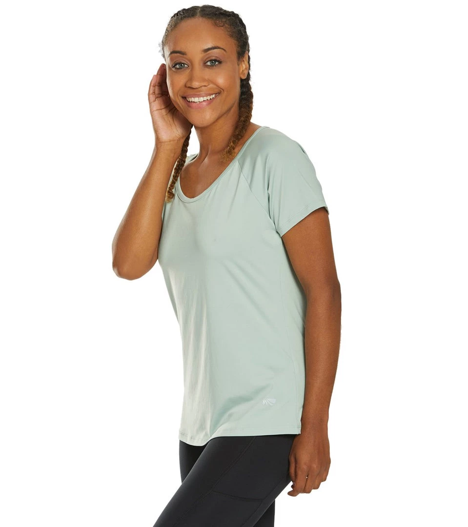 Marika Huntington Short Sleeve Yoga Tee Aqua Gray CLOTHING 7 Marika Huntington Short Sleeve Yoga Tee Aqua Gray CLOTHING