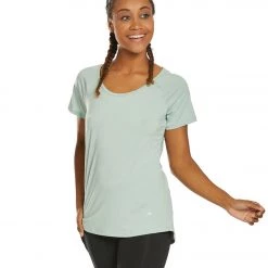 Marika Huntington Short Sleeve Yoga Tee Aqua Gray CLOTHING 15 Marika Huntington Short Sleeve Yoga Tee Aqua Gray CLOTHING