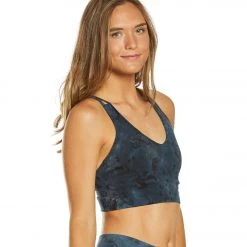 Hard Tail Midi Yoga Sports Bra Grey Blue Reverse Lava Wash