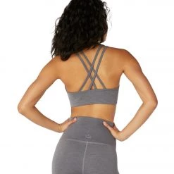 CLOTHING Beyond Yoga Heather Rib Yoga Sports Bra Gray Heather