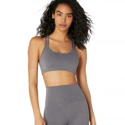 CLOTHING Beyond Yoga Heather Rib Yoga Sports Bra Gray Heather