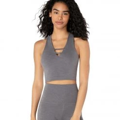 CLOTHING Beyond Yoga Heather Rib Cropped Yoga Tank