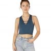 Beyond Yoga Heather Rib Cropped Yoga Tank Blue Horizon Heather CLOTHING