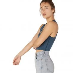 Beyond Yoga Heather Rib Cropped Yoga Tank Blue Horizon Heather CLOTHING