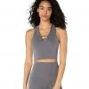 Beyond Yoga Heather Rib Cropped Yoga Tank Gray Heather CLOTHING
