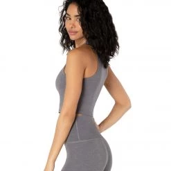 Beyond Yoga Heather Rib Cropped Yoga Tank Gray Heather CLOTHING