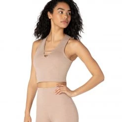 Beyond Yoga Heather Rib Cropped Yoga Tank Desert Suede Heather CLOTHING