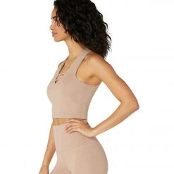 Beyond Yoga Heather Rib Cropped Yoga Tank Desert Suede Heather CLOTHING