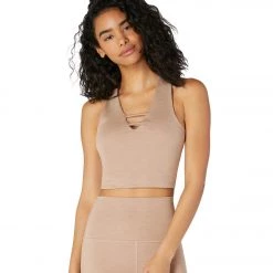 Beyond Yoga Heather Rib Cropped Yoga Tank Desert Suede Heather CLOTHING