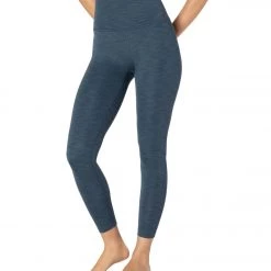 Beyond Yoga Heather Rib High Waisted 7/8 Yoga Leggings Blue Horizon Heather Women