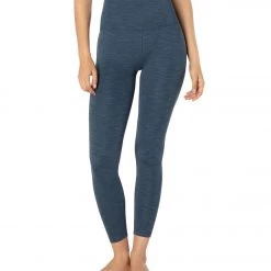 Beyond Yoga Heather Rib High Waisted 7/8 Yoga Leggings Blue Horizon Heather Women