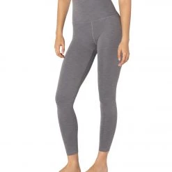 Beyond Yoga Heather Rib High Waisted 7/8 Yoga Leggings Gray Heather Women