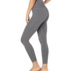 Beyond Yoga Heather Rib High Waisted 7/8 Yoga Leggings Gray Heather Women