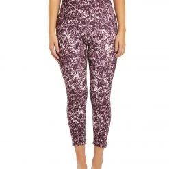 Balance Collection Opatek Lux High Waisted Printed Yoga Capris Black Plum Marble Speckle CLOTHING