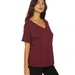 Bella + Canvas Slouchy V-Neck Tee Maroon CLOTHING