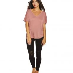 Bella + Canvas Slouchy V-Neck Tee Mauve CLOTHING