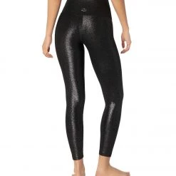 Beyond Yoga Twinkle High Waisted 7/8 Yoga Leggings Black/Silver Twinkle CLOTHING