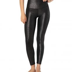 Beyond Yoga Twinkle High Waisted 7/8 Yoga Leggings Black/Silver Twinkle CLOTHING