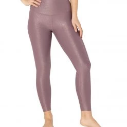 Beyond Yoga Twinkle High Waisted 7/8 Yoga Leggings Wild Orchid/Rose Gold Twinkle