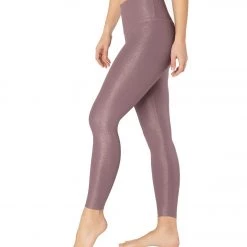 Beyond Yoga Twinkle High Waisted 7/8 Yoga Leggings Wild Orchid/Rose Gold Twinkle