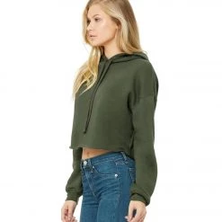 Bella + Canvas Cropped Fleece Hoodie Military Green