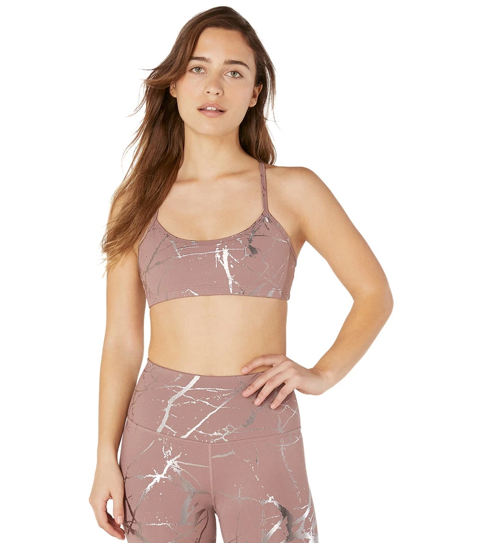 Beyond Yoga Lost Your Marbles Yoga Sports Bra Dusty Mauve/Shiny Gunmetal Marble CLOTHING 3 Beyond Yoga Lost Your Marbles Yoga Sports Bra Dusty Mauve/Shiny Gunmetal Marble CLOTHING