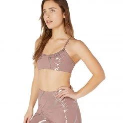 Beyond Yoga Lost Your Marbles Yoga Sports Bra Dusty Mauve/Shiny Gunmetal Marble CLOTHING