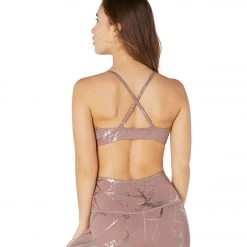 Beyond Yoga Lost Your Marbles Yoga Sports Bra Dusty Mauve/Shiny Gunmetal Marble CLOTHING 10 Beyond Yoga Lost Your Marbles Yoga Sports Bra Dusty Mauve/Shiny Gunmetal Marble CLOTHING