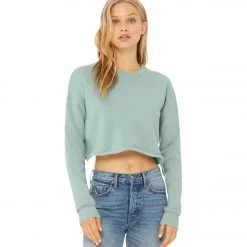 Bella + Canvas Cropped Crew Fleece Pullover Dusty Blue