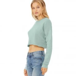 Bella + Canvas Cropped Crew Fleece Pullover Dusty Blue