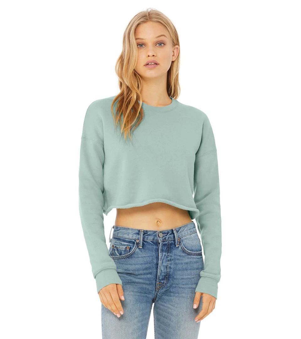 Bella + Canvas Cropped Crew Fleece Pullover Dusty Blue 7 Bella + Canvas Cropped Crew Fleece Pullover Dusty Blue