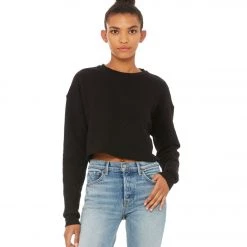 Bella + Canvas Cropped Crew Fleece Pullover Black