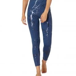Beyond Yoga Lost Your Marbles High Waisted 7/8 Yoga Leggings Blue Horizon/Shiny Navy Marble