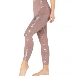 CLOTHING Beyond Yoga Lost Your Marbles High Waisted 7/8 Yoga Leggings Dusty Mauve/Shiny Gunmetal Marble