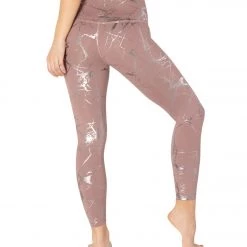 CLOTHING Beyond Yoga Lost Your Marbles High Waisted 7/8 Yoga Leggings Dusty Mauve/Shiny Gunmetal Marble