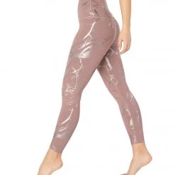 CLOTHING Beyond Yoga Lost Your Marbles High Waisted 7/8 Yoga Leggings Dusty Mauve/Shiny Gunmetal Marble