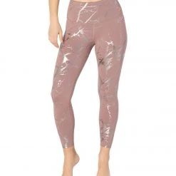 CLOTHING Beyond Yoga Lost Your Marbles High Waisted 7/8 Yoga Leggings Dusty Mauve/Shiny Gunmetal Marble
