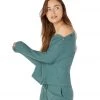 Beyond Yoga Your Line Buttoned Boxy Yoga Pullover Wild Sage Heather CLOTHING