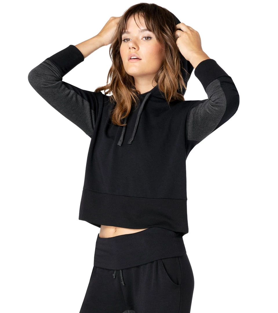 Beyond Yoga Tonal Block Cropped After Yoga Hoodie Black CLOTHING 3 Beyond Yoga Tonal Block Cropped After Yoga Hoodie Black CLOTHING
